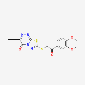 molecular formula C18H18N4O4S2 B1201993 3-叔丁基-7-[[2-(2,3-二氢-1,4-苯并二氧杂环己-6-基)-2-氧乙基]硫代]-[1,3,4]噻二唑并[2,3-c][1,2,4]三嗪-4-酮 
