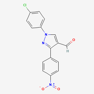 molecular formula C16H10ClN3O3 B12019930 1-(4-chlorophenyl)-3-(4-nitrophenyl)-1H-pyrazole-4-carbaldehyde CAS No. 618098-99-0