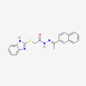 molecular formula C21H18N4OS B12019953 2-(1H-Benzimidazol-2-ylsulfanyl)-N'-(1-(2-naphthyl)ethylidene)acetohydrazide 