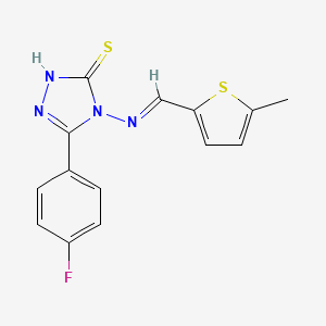 molecular formula C14H11FN4S2 B12019961 3-(4-Fluorophenyl)-4-(((5-methylthiophen-2-yl)methylene)amino)-1H-1,2,4-triazole-5(4H)-thione CAS No. 573934-69-7