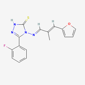 molecular formula C16H13FN4OS B12019973 3-(2-Fluorophenyl)-4-((3-(furan-2-yl)-2-methylallylidene)amino)-1H-1,2,4-triazole-5(4H)-thione CAS No. 575460-13-8