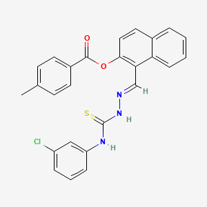 molecular formula C26H20ClN3O2S B12019983 1-(2-((3-Chloroanilino)carbothioyl)carbohydrazonoyl)-2-naphthyl 4-methylbenzoate CAS No. 769153-91-5