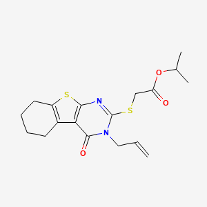 molecular formula C18H22N2O3S2 B12020078 Isopropyl [(3-allyl-4-oxo-3,4,5,6,7,8-hexahydro[1]benzothieno[2,3-D]pyrimidin-2-YL)sulfanyl]acetate 