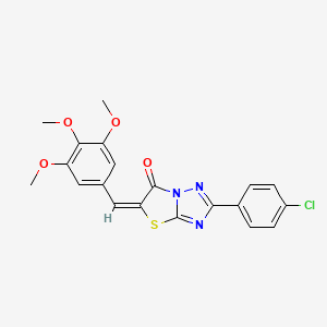 molecular formula C20H16ClN3O4S B12020103 (5E)-2-(4-chlorophenyl)-5-(3,4,5-trimethoxybenzylidene)[1,3]thiazolo[3,2-b][1,2,4]triazol-6(5H)-one 