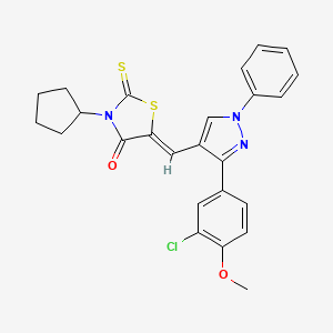 (5Z)-5-{[3-(3-Chloro-4-methoxyphenyl)-1-phenyl-1H-pyrazol-4-YL]methylene}-3-cyclopentyl-2-thioxo-1,3-thiazolidin-4-one