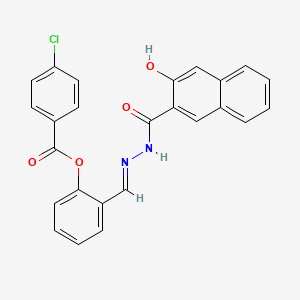 molecular formula C25H17ClN2O4 B12020188 [2-[(E)-[(3-hydroxynaphthalene-2-carbonyl)hydrazinylidene]methyl]phenyl] 4-chlorobenzoate 