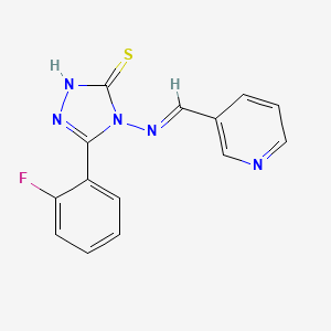 molecular formula C14H10FN5S B12020234 5-(2-Fluorophenyl)-4-((pyridin-3-ylmethylene)amino)-4H-1,2,4-triazole-3-thiol CAS No. 675131-20-1