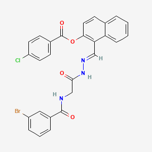 molecular formula C27H19BrClN3O4 B12020274 [1-[(E)-[[2-[(3-bromobenzoyl)amino]acetyl]hydrazinylidene]methyl]naphthalen-2-yl] 4-chlorobenzoate CAS No. 764656-91-9