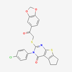 2-{[2-(1,3-benzodioxol-5-yl)-2-oxoethyl]sulfanyl}-3-(4-chlorophenyl)-3,5,6,7-tetrahydro-4H-cyclopenta[4,5]thieno[2,3-d]pyrimidin-4-one