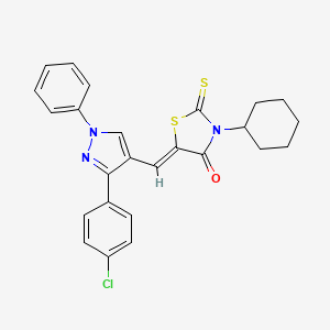 molecular formula C25H22ClN3OS2 B12020307 (5Z)-5-{[3-(4-Chlorophenyl)-1-phenyl-1H-pyrazol-4-YL]methylene}-3-cyclohexyl-2-thioxo-1,3-thiazolidin-4-one CAS No. 623935-48-8