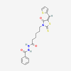 N'-{6-[(5E)-4-Oxo-5-(2-thienylmethylene)-2-thioxo-1,3-thiazolidin-3-YL]hexanoyl}benzohydrazide