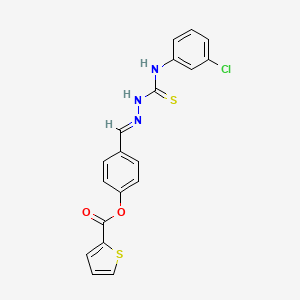 molecular formula C19H14ClN3O2S2 B12020373 [4-[(E)-[(3-chlorophenyl)carbamothioylhydrazinylidene]methyl]phenyl] thiophene-2-carboxylate CAS No. 767314-13-6