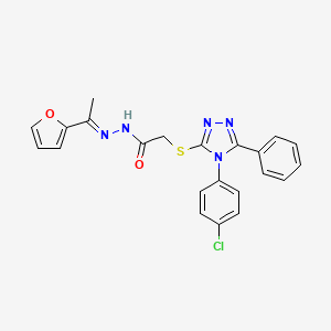 molecular formula C22H18ClN5O2S B12020445 2-[[4-(4-chlorophenyl)-5-phenyl-1,2,4-triazol-3-yl]sulfanyl]-N-[(Z)-1-(furan-2-yl)ethylideneamino]acetamide 