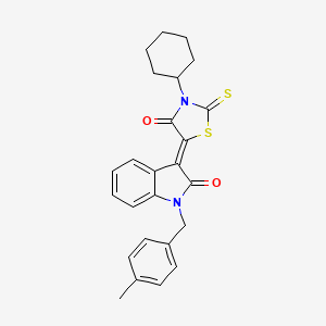 (3Z)-3-(3-cyclohexyl-4-oxo-2-thioxo-1,3-thiazolidin-5-ylidene)-1-(4-methylbenzyl)-1,3-dihydro-2H-indol-2-one