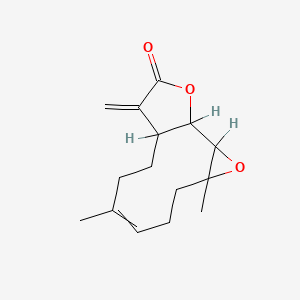 molecular formula C15H20O3 B1202049 4,8-二甲基-12-亚甲基-3,14-二氧杂三环[9.3.0.02,4]十四碳-7-烯-13-酮 