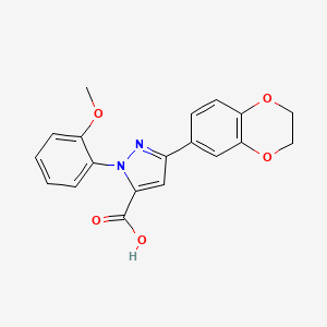 molecular formula C19H16N2O5 B12020508 3-(2,3-Dihydrobenzo[B][1,4]dioxin-7-YL)-1-(2-methoxyphenyl)-1H-pyrazole-5-carboxylic acid 