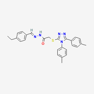 2-{[4,5-bis(4-methylphenyl)-4H-1,2,4-triazol-3-yl]sulfanyl}-N'-[(E)-(4-ethylphenyl)methylidene]acetohydrazide