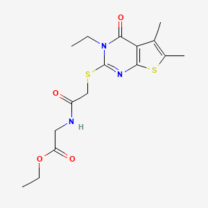 Ethyl 2-(2-((3-ethyl-5,6-dimethyl-4-oxo-3,4-dihydrothieno[2,3-d]pyrimidin-2-yl)thio)acetamido)acetate