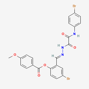 4-BR-2-(2-((4-Bromoanilino)(oxo)acetyl)carbohydrazonoyl)phenyl 4-methoxybenzoate