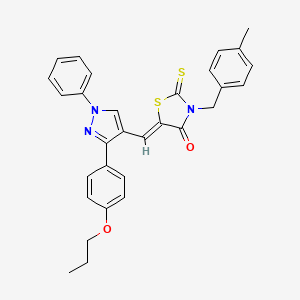 molecular formula C30H27N3O2S2 B12020666 (5Z)-3-(4-Methylbenzyl)-5-{[1-phenyl-3-(4-propoxyphenyl)-1H-pyrazol-4-YL]methylene}-2-thioxo-1,3-thiazolidin-4-one CAS No. 623935-35-3