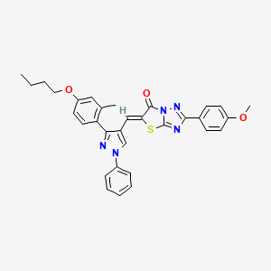 (5Z)-5-{[3-(4-Butoxy-2-methylphenyl)-1-phenyl-1H-pyrazol-4-YL]methylene}-2-(4-methoxyphenyl)[1,3]thiazolo[3,2-B][1,2,4]triazol-6(5H)-one