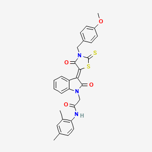 molecular formula C29H25N3O4S2 B12020700 N-(2,4-dimethylphenyl)-2-{(3Z)-3-[3-(4-methoxybenzyl)-4-oxo-2-thioxo-1,3-thiazolidin-5-ylidene]-2-oxo-2,3-dihydro-1H-indol-1-yl}acetamide 