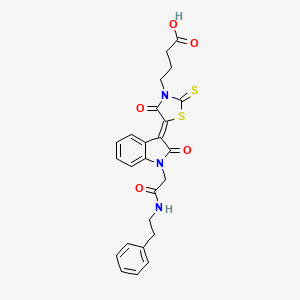 4-[(5Z)-4-oxo-5-(2-oxo-1-{2-oxo-2-[(2-phenylethyl)amino]ethyl}-1,2-dihydro-3H-indol-3-ylidene)-2-thioxo-1,3-thiazolidin-3-yl]butanoic acid