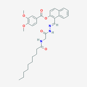 1-(2-((Decanoylamino)acetyl)carbohydrazonoyl)-2-naphthyl 3,4-dimethoxybenzoate