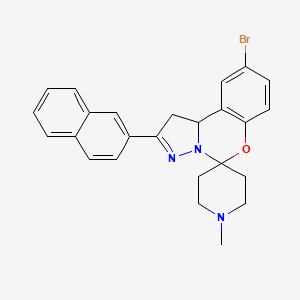 molecular formula C25H24BrN3O B12020901 9'-Bromo-1-methyl-2'-(naphthalen-2-yl)-1',10b'-dihydrospiro[piperidine-4,5'-pyrazolo[1,5-c][1,3]benzoxazine] 