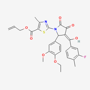 molecular formula C29H27FN2O7S B12020929 allyl 2-[2-(4-ethoxy-3-methoxyphenyl)-3-(3-fluoro-4-methylbenzoyl)-4-hydroxy-5-oxo-2,5-dihydro-1H-pyrrol-1-yl]-4-methyl-1,3-thiazole-5-carboxylate 