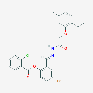 molecular formula C26H24BrClN2O4 B12020935 [4-bromo-2-[(E)-[[2-(5-methyl-2-propan-2-ylphenoxy)acetyl]hydrazinylidene]methyl]phenyl] 2-chlorobenzoate CAS No. 341531-46-2