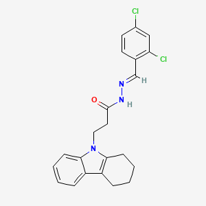 molecular formula C22H21Cl2N3O B12020962 N'-[(E)-(2,4-Dichlorophenyl)methylidene]-3-(1,2,3,4-tetrahydro-9H-carbazol-9-YL)propanohydrazide 