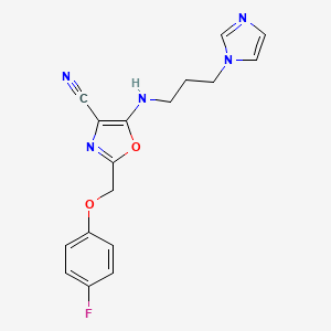 molecular formula C17H16FN5O2 B1202099 2-[(4-氟苯氧基)甲基]-5-[3-(1-咪唑基)丙胺]-4-恶唑腈 