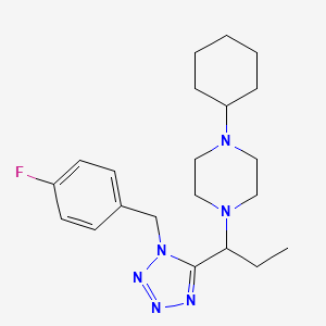 molecular formula C21H31FN6 B1202100 1-Cyclohexyl-4-[1-[1-[(4-fluorophenyl)methyl]-5-tetrazolyl]propyl]piperazine 