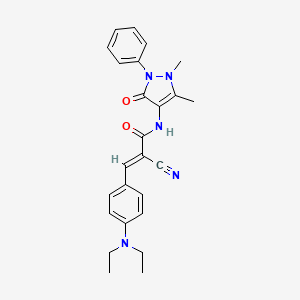 molecular formula C25H27N5O2 B12021004 (2E)-2-cyano-3-[4-(diethylamino)phenyl]-N-(1,5-dimethyl-3-oxo-2-phenyl-2,3-dihydro-1H-pyrazol-4-yl)-2-propenamide 