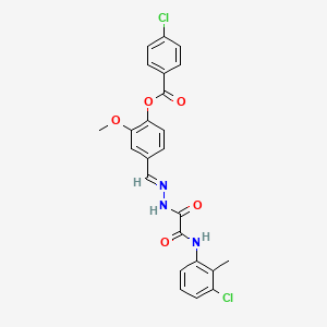 molecular formula C24H19Cl2N3O5 B12021016 4-((2-(2-((3-Chloro-2-methylphenyl)amino)-2-oxoacetyl)hydrazono)methyl)-2-methoxyphenyl 4-chlorobenzoate CAS No. 765911-33-9