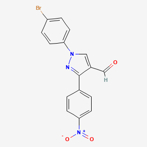 molecular formula C16H10BrN3O3 B12021025 1-(4-bromophenyl)-3-(4-nitrophenyl)-1H-pyrazole-4-carbaldehyde CAS No. 618099-04-0