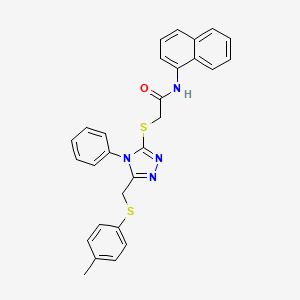 molecular formula C28H24N4OS2 B12021038 N-(Naphthalen-1-yl)-2-((4-phenyl-5-((p-tolylthio)methyl)-4H-1,2,4-triazol-3-yl)thio)acetamide CAS No. 539809-08-0