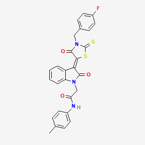 molecular formula C27H20FN3O3S2 B12021056 2-{(3Z)-3-[3-(4-fluorobenzyl)-4-oxo-2-thioxo-1,3-thiazolidin-5-ylidene]-2-oxo-2,3-dihydro-1H-indol-1-yl}-N-(4-methylphenyl)acetamide CAS No. 609795-15-5