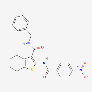 molecular formula C23H21N3O4S B12021073 N-benzyl-2-[(4-nitrobenzoyl)amino]-4,5,6,7-tetrahydro-1-benzothiophene-3-carboxamide 