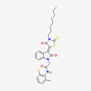 N-(2,6-dimethylphenyl)-2-[(3Z)-3-(3-octyl-4-oxo-2-thioxo-1,3-thiazolidin-5-ylidene)-2-oxo-2,3-dihydro-1H-indol-1-yl]acetamide