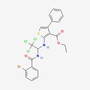 molecular formula C22H18BrCl3N2O3S B12021173 Ethyl 2-({1-[(2-bromobenzoyl)amino]-2,2,2-trichloroethyl}amino)-4-phenyl-3-thiophenecarboxylate 