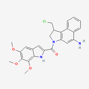 molecular formula C25H24ClN3O4 B1202122 [5-amino-1-(chloromethyl)-1,2-dihydrobenzo[e]indol-3-yl]-(5,6,7-trimethoxy-1H-indol-2-yl)methanone 