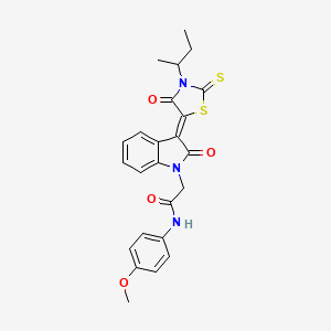 molecular formula C24H23N3O4S2 B12021231 2-[(3Z)-3-(3-Sec-butyl-4-oxo-2-thioxo-1,3-thiazolidin-5-ylidene)-2-oxo-2,3-dihydro-1H-indol-1-YL]-N-(4-methoxyphenyl)acetamide CAS No. 617696-46-5