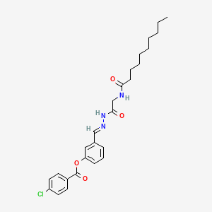 molecular formula C26H32ClN3O4 B12021238 3-(2-((Decanoylamino)acetyl)carbohydrazonoyl)phenyl 4-chlorobenzoate CAS No. 767289-01-0