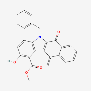 molecular formula C26H19NO4 B1202125 Methyl 5-benzyl-2-hydroxy-11-methylidene-6-oxobenzo[b]carbazole-1-carboxylate 
