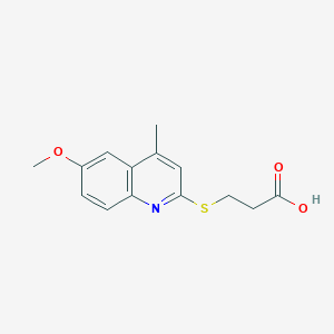 molecular formula C14H15NO3S B1202126 3-[(6-Methoxy-4-methyl-2-quinolinyl)thio]propanoic acid 