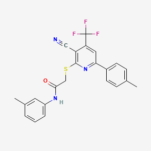 molecular formula C23H18F3N3OS B12021272 2-{[3-cyano-6-(4-methylphenyl)-4-(trifluoromethyl)-2-pyridinyl]sulfanyl}-N-(3-methylphenyl)acetamide CAS No. 618075-72-2