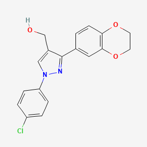 molecular formula C18H15ClN2O3 B12021279 (1-(4-Chlorophenyl)-3-(2,3-dihydrobenzo[B][1,4]dioxin-7-YL)-1H-pyrazol-4-YL)methanol CAS No. 618383-37-2