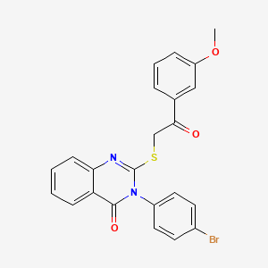 molecular formula C23H17BrN2O3S B12021282 3-(4-Bromophenyl)-2-((2-(3-methoxyphenyl)-2-oxoethyl)thio)quinazolin-4(3H)-one CAS No. 618432-19-2